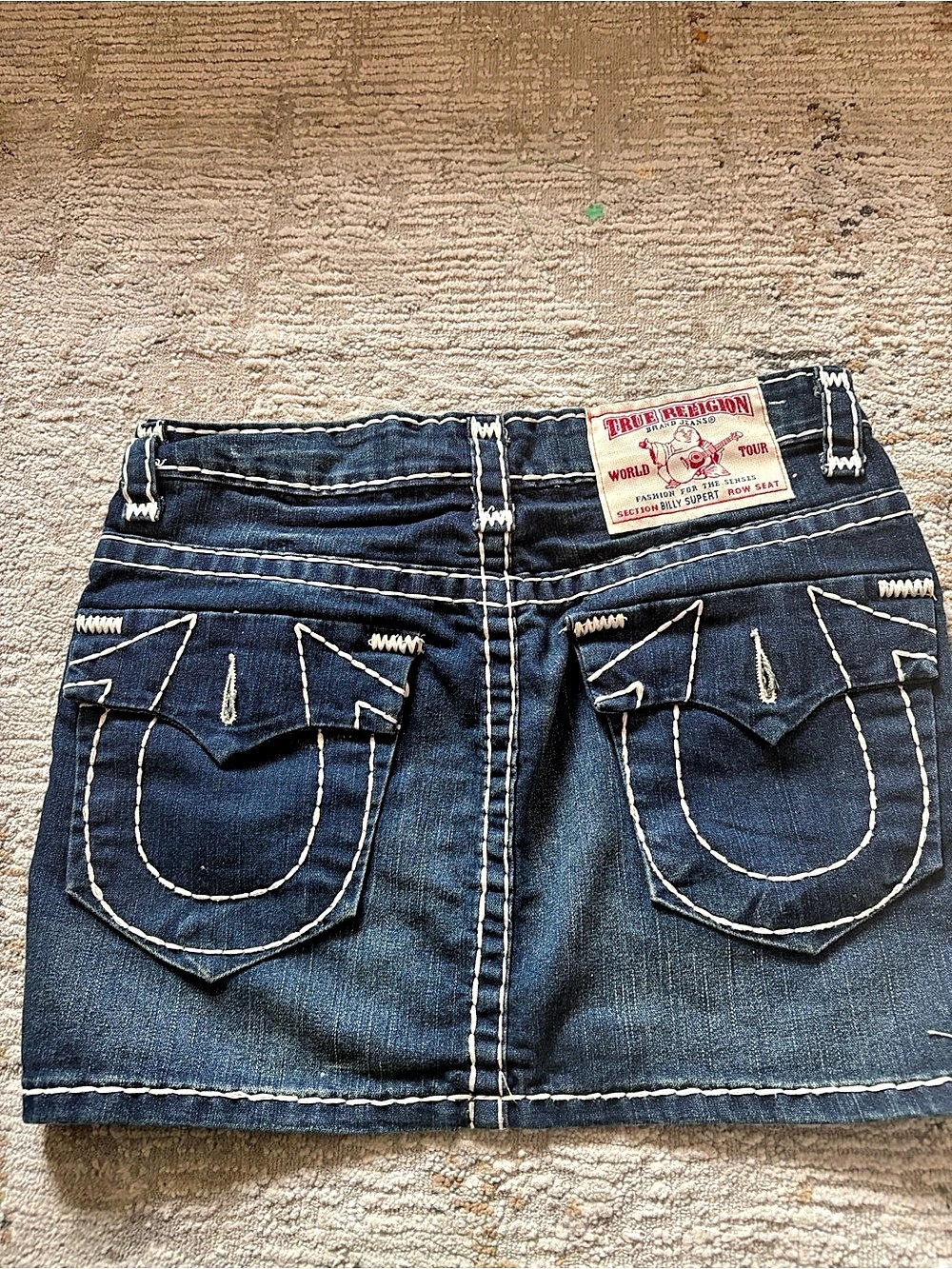 True Religion Billy Super T Denim Skirt Blue Waist 28